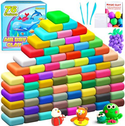 YOPINSAND Argilla Magica per Modellare, 76 Colori, Argilla modellabile per Bambini, Fai da Te, Idea Regalo per Bambini