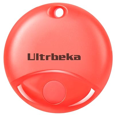 Ultrbeka Tracking Tags 1 Pack Air Bluetooth Tracker, Keys Finder con Dov'è (solo IOS), localizzatore di oggetti, viene fornito con 1 portachiavi, impermeabile mini tracker per borse, rosso x