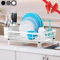 Dish Drainer Rack, Space-Saving Stainless Steel Dish Racks for Kitchen Counter, Dish Drainer with Removable Utensil Holder, Drainboard (White)