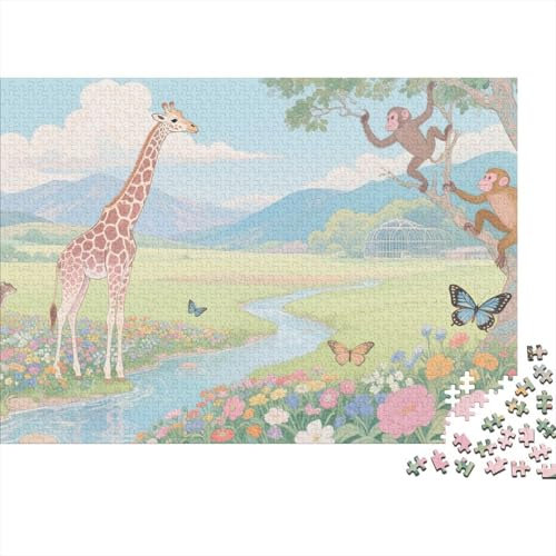 Animals Jigsaw Puzzle 1000 Piece The Monkeys Are Playing in The Tree for Adults - Impossible Challenge & Educational Games 1000pcs (75x50cm)