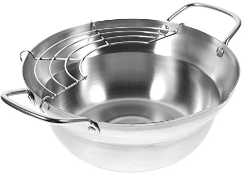 DINHEAROM 1pezzi Friggitrice Mini Non-stick Inossidabile Perfetta Per Tempura e Altri Fritture Compatibile Con Tutti Tipi Di Fornelli