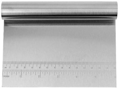 Azlanway Grattoir à pâte, grattoir à pâtisserie en acier inoxydable, couteau de banc avec échelle de mesure, hachage de légumes, pour pain et pâtisserie