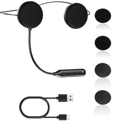Hemlosk Oreillette Bluetooth pour Casque Moto, Casques Bluetooth Moto bt5.3, Autonomie de 16 Heures, Appel Mains Libre, Microphone de Contrôle D'appel, Fonction de Réduction du Bruit, pour Casque