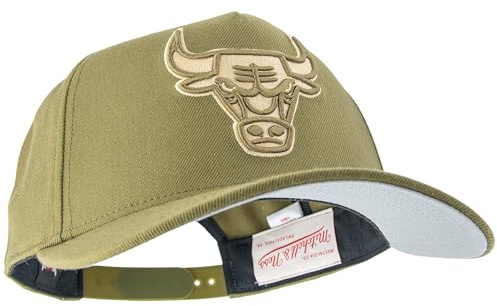 Mitchell & Ness NBA Fashion Basic Pro Snapback Gorra con Snapback Oliva Blanca Ajustable Hombres Mujeres Niños Unisex Primavera Verano Otoño Invierno, Olive Chicago Bulls, Talla única