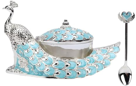 BAOFUYA Påfågelformad Sockerburk, Dekorativ Utsökt Präglad Design Kryddburk Kryddbehållare för Kaffebar Kök Heminredning