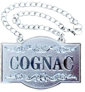 IcyPeak 1PSC Decanter Tag - Splendido argento - Etichetta decanter per cognac con catena regolabile - Etichetta per liquori - 6 x 4 cm