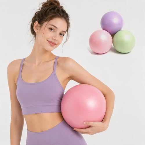 TRUEIN Små Pilates-bollar, 25 cm, mjuk PVC, halkfri, uppblåsbar, anti-explosion, för yoga, balans och rehabilitering, 3 st