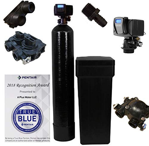 ABCwaters SS8-BLK Space Saver Fleck 5600sxt 48,000 Water Softener with Hardness Test + Install Kit, Black