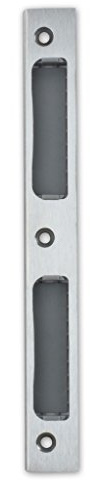 Premium M4TEC ZB8 Gloss Stainless Steel Strike Locking Door Plate – Angled with Plastic Insert - Sturdy, Durable & Easy to Install – DIN R/L – Suitable for Single-Turn Interior & WC/Bathroom Locks