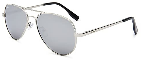 Pro Acme Small Sunglasses Small Face Polarized Pilot Sunglasses for Men and Women (Silver Frame | Silver Lens)