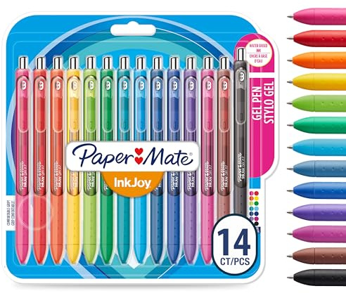 Paper Mate InkJoy bolígrafo de gel | punta media (0,7mm) | colores variados | paquete de 14