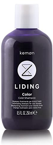 Kemon Liding Color Cold Champú hidratante para cabellos teñidos y rubios, champú de color con efecto antiamarilleo, 250 ml