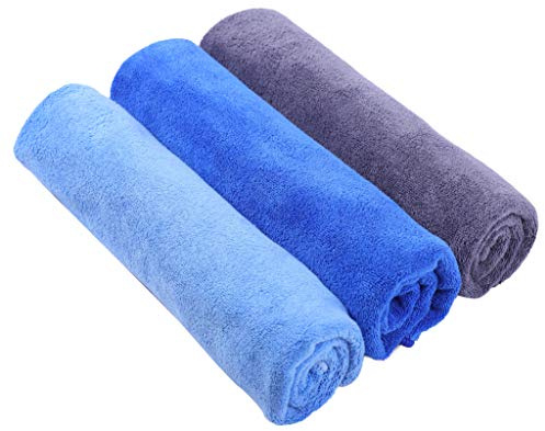 BW&HM Serviette Sport Musculation Microfibre Serviette Fintess Gym Sechage Rapide et Absorbant Femme Homme 40 x80 cm Lot de 3 Gris+Bleu+Bleu Clair