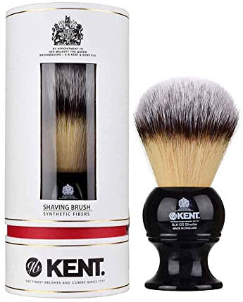 Kent Brushes Shaving Brush, Extra Large Synthetic Black Shaving Brush BLK12S, For All Beards, Suitable To Use With Shaving Soaps & Creams, Mens Extra Large Black Shaving Brush For Wet Shaving