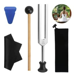 Stimmgabel 528 HZ, Medizinische Stimmgabel Neurologie mit Mallet Plastikfuß Samtbeutel Reinigungstuch, Tuning Fork Medical für Klangtherapie Heilung, DNA Reparatur Heilung, Violine/Gitarre/Klavier