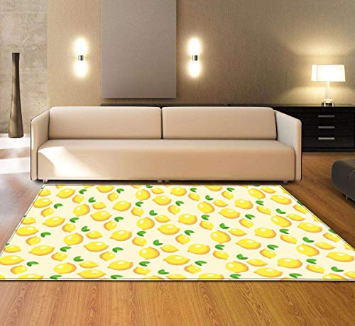 Chickwin Teppich Wohnzimmer Outdoor, Weiche Antirutschunterlage Kurzflor Moderne 3D Teppiche für Schlafzimmer Kinderzimmer Küche Terrasse Schlafzimmer (40x60cm,Zitrone)
