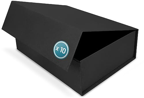 Verpackungswelt Geschenk-Box mit Deckel | 23 x 17 x 10 cm (10er Pack) | Geschenk-Karton mit Magnet-Verschluss | Perfekt für Geburtstag, Hochzeit, Weihnachten, Geburt | Geschenk-Verpackung Schwarz Matt