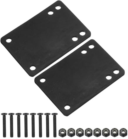 PATIKIL 3mm / 1/8 Skateboard Riser Pads with Hardware Screw Kit, 2 Set PU Angled Wedge Shock Pads 29mm Mounting Bolt Nut for Skateboard Truck Cruiser, Black