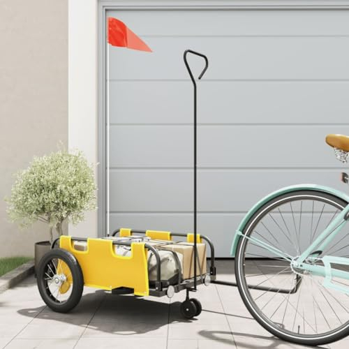 ShGaxin Remolque para Bicicletas Hierro y Tela Oxford Amarillo, Remolque Bici Perro, Remolque Bicicleta De Carga - 94183