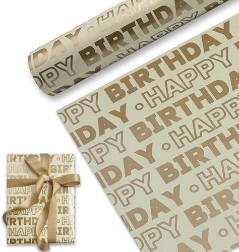 43 cm x 15 m Happy Birthday-Geschenkpapierrolle, recycelbares Geburtstagsgeschenkpapier für Jungen, Mädchen, Männer und Frauen, Geburtstagsdekorationen