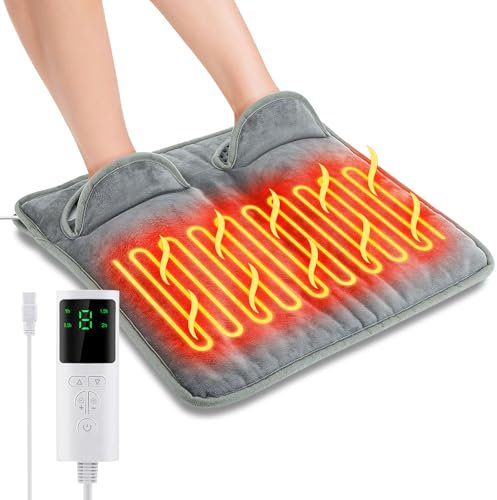 Geegear Electric Foot Warmer 40 x 40, Fast Heating Foot Heating Pad with 9 Heat Levels 4 Timers, Auto Shut Off - Relaxing Heat Therapy, Warmer Heating Cushion for Foot, Back and Full Body Pain Relief