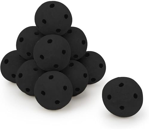 Set di 12 palline in ceramica per braciere e camino, riutilizzabili, 10,2 cm, per interni ed esterni, per braciere o accessori per caminetti (nero cavo, 10,2 - 12 pezzi)