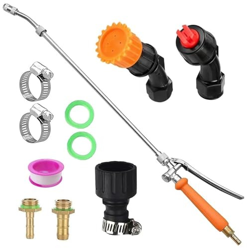 SKIKHN Varita de pulverización con 3 tipos de boquillas, varita de pulverización universal ajustable de 72 cm, repuesto universal de latón de 3/8 y 1/4, para jardín, lavado de coches, huertos