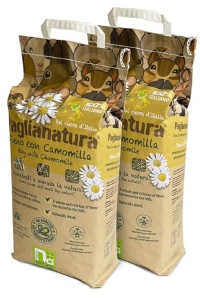 Fieno per Conigli e Roditori - 1,3kg Paglianatura - Per una Dieta Sana e Naturale gusto camomilla (1.3 kg(confezione da 2))