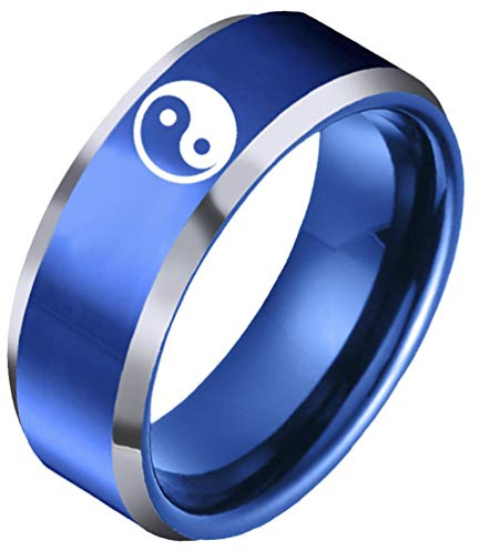 Anillos de Titanio Chino Bagua Yin Yang Diseño Tai Chi Antiguo para Trendsetters – Moda Tradicional con Swing