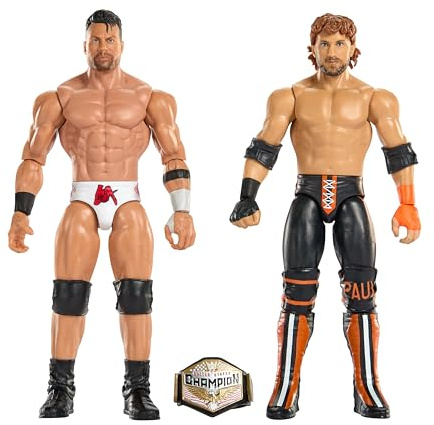Mattel WWE Main Event Showdown Action Figures 2-Pack with Accessory, Series #24 LA Knight vs Logan Paul Collectible Set, 6-inch, JHJ55