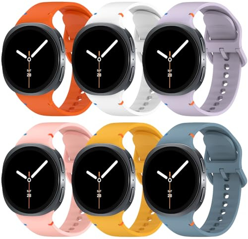 BDIG 6 st sportarmband kompatibla med Samsung Galaxy Watch 8/8 Classic, Ersättande mjuka silikonband för män kvinnor