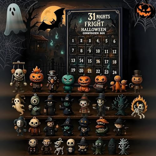 Halloween Advent Calendar 2026, Halloween Countdown Box with Figurines, Scary Doll Collectible Horror Figures, Hanging Charms & Mini Decorations