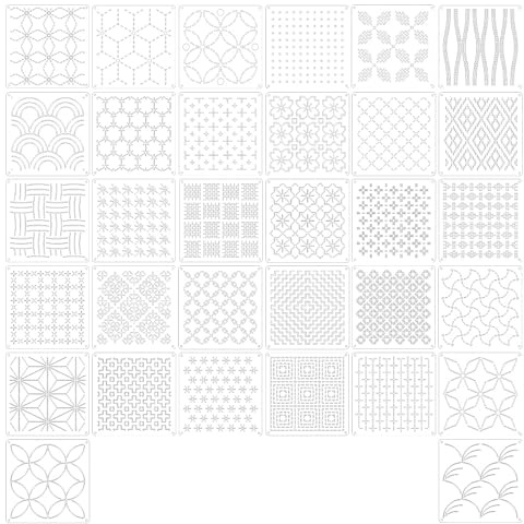 TONGIHS 32 Piezas Plantilla de Bordado, 13x13cm Geométrico Plantilla de Dibujos Plantillas de Plástico, Plantillas para Pintar Reutilizable, para Pintar Sobre Madera, Suelo, Muebles, Paredes