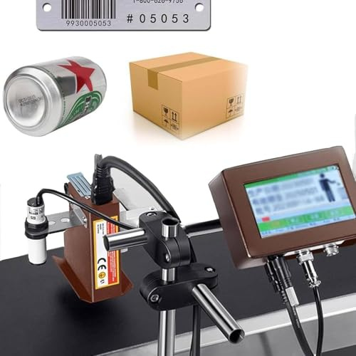 Stampante a Getto D'inchiostro Industriale, Macchina per La Codifica a Getto D'inchiostro Automatica, Codificatore a Getto D'inchiostro per La Stampa Di Testo,Numeri,Data Produzione 12.7mmWidth-Black