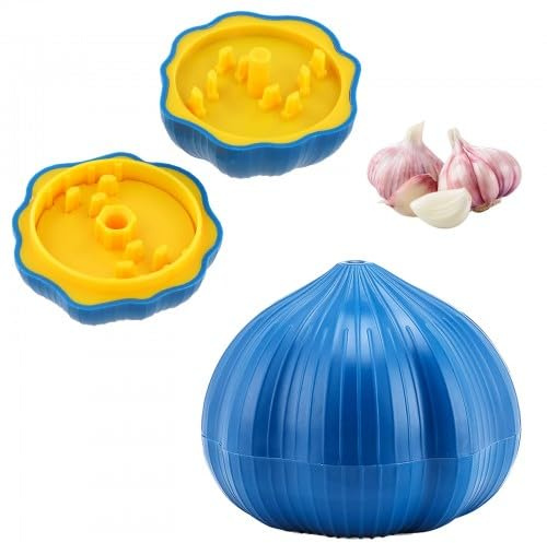 Hontaog Prensa de Ajos Manual, Cortador de Ajos Ajustable, Picador y Rallador de Ajo Multifuncional, Utensilio de Cocina para Picar, Prensar y Rebanar Ajo