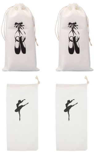 Tofficu Sacca per Scarpette da Danza Classica 4 Pezzi, Portatile e Comoda per Riporre Scarpe da Balletto, per Lezioni di Danza e Viaggio