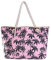 DonDon Strandtasche mit Reißverschluss, Große Strandtasche XXL, Shopper Tasche Damen - Praktische Beach bag Umhängetasche Damen Badetasche für Strand und Meer - Palmen pink