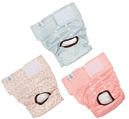 Cutebone Waschbare Hundewindeln für Hündinnen, 3 Stück Wiederverwendbare Hundewindeln, Hochsaugfähige Premium-Windeln für Hündchen D16L-DE