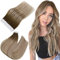 Easyouth Invisible Tape Extensions Echthaar Braun Ombre Echthaar Tape in Haar Extensions Balayage Tape in Haarverlängerungen Echthaar Dunkelbraun Aschbraun und Mittelblond 35 cm 40g 20Pcs #3/8/22