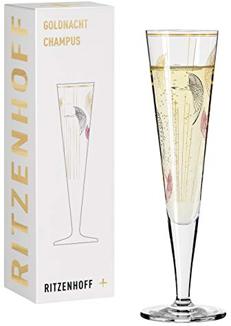 Ritzenhoff 1071018 Bicchiere da champagne 200 ml - Serie Goldnacht No. 18 - Nobile pezzo di design con oro vero - Made in Germany