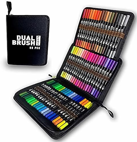 Surcotto Rotuladores Lettering, Rotuladores de doble punta para acuarela profesional de 60 colores, pinceles de doble punta para caligrafía de adultos, lettering, esbozos, bocetos y dibujos