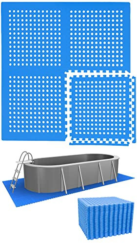 EYEPOWER Poolunterlage EVA 40er Set 62x62 cm - 13,9 m2 rutschfeste Outdoor Bodenmatten - 1 cm dick isolierend als Schutz für Pool Planschbecken oder Whirlpool auf Rasen Terrasse und Fliesen