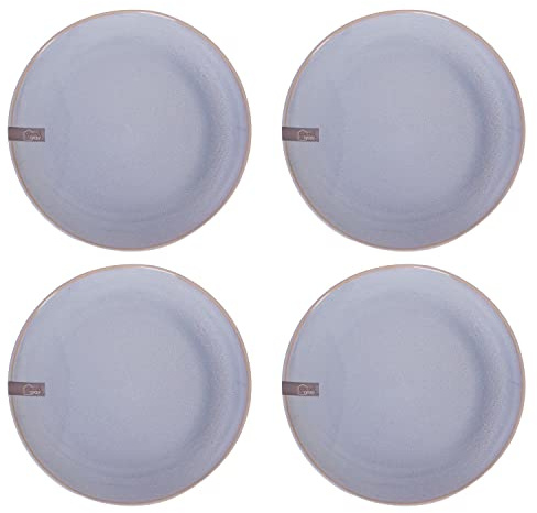 YöL Set of 4 Dinner Plates Reactive Glaze Stoneware Blue Green Grey Dinnerware Home Kitchen Boho Food