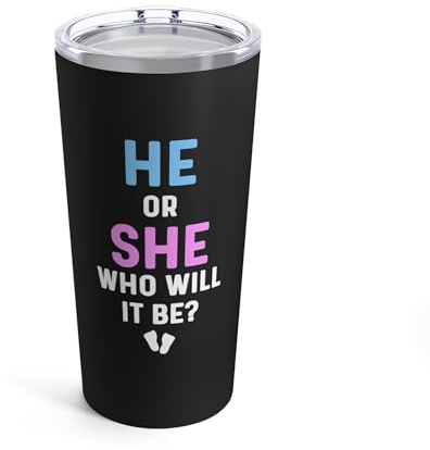 Teegarb Letter Blanket He Or She Who Will It Be Gender Reveal Shirt Gobelet 591 ml