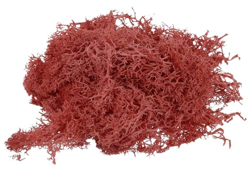 QUARKZMAN Musgo Artificial para Manualidades 3.5 Oz Musgo Falso, Musgo Natural Preservado para Proyectos de Manualidades, Arte Floral, Decoración de Pared, Boda, Jardín (Rojo)