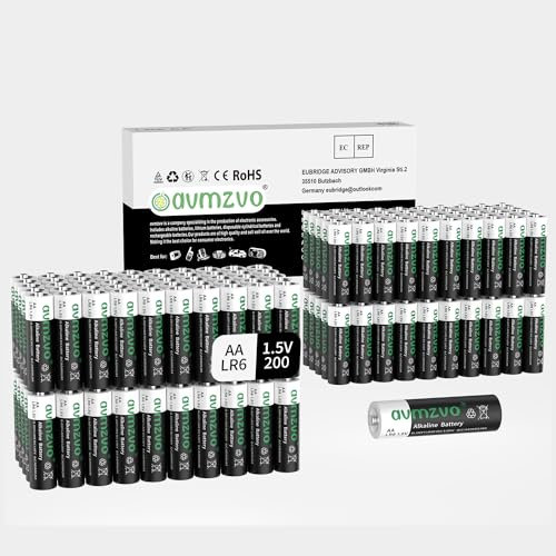avmzvo Batterien AA 200 stück, LR6 1,5V Alkaline, langlebige Power, Leistungsstark, Kann für Spielzeug, Wecker und andere elektronische Geräte verwendet Werden【10 Jahre Garantie】