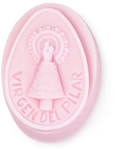Molde Ovalado Virgen del Pilar | Ideal para Hacer Jabones Rectangulares con Relieve y Texto, Antiadherente y Fácil Desmolde | 5x6,8x2,5cm | Silicona