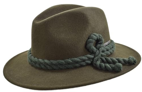 Melegari Cappello Tirolese da Montagna | Fedora Bormio | Cappello Valtellina | Cappello da Neve e Pioggia | Loden Hut | Cappello Tradizionale (IT, Numero, 59, Verde Loden)
