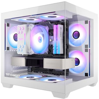 darkFlash ITX - Funda para PC, 3 Ventiladores PWM ARGB preinstalados, Full View Dual Tempered Glass ITX, tamaño Mini, soporta AIO de 240 mm (C275P) (Blanco)