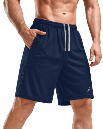 NY Threads Lätta snabbtorkande sportshorts för män med fickor